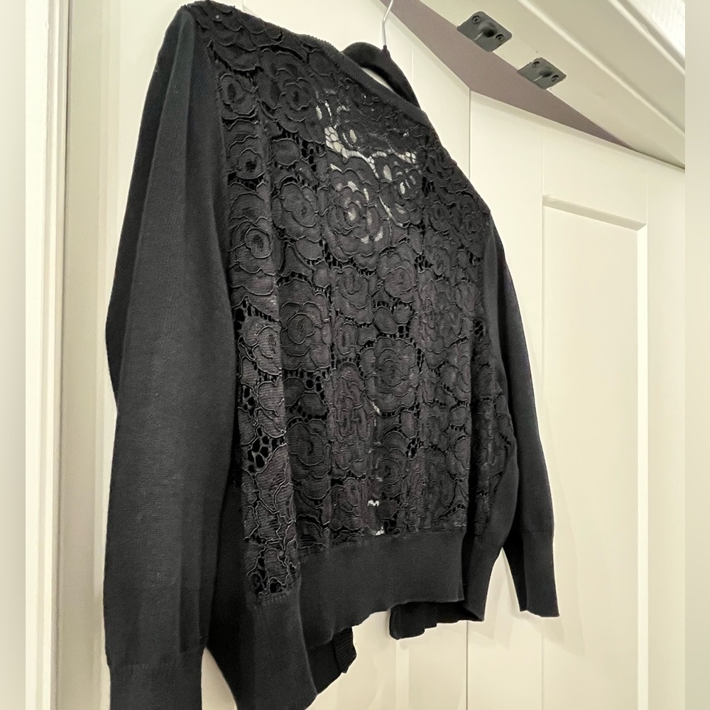Karl Lagerfeld Black Cardigan with Lace Detail - Picture 6 of 8